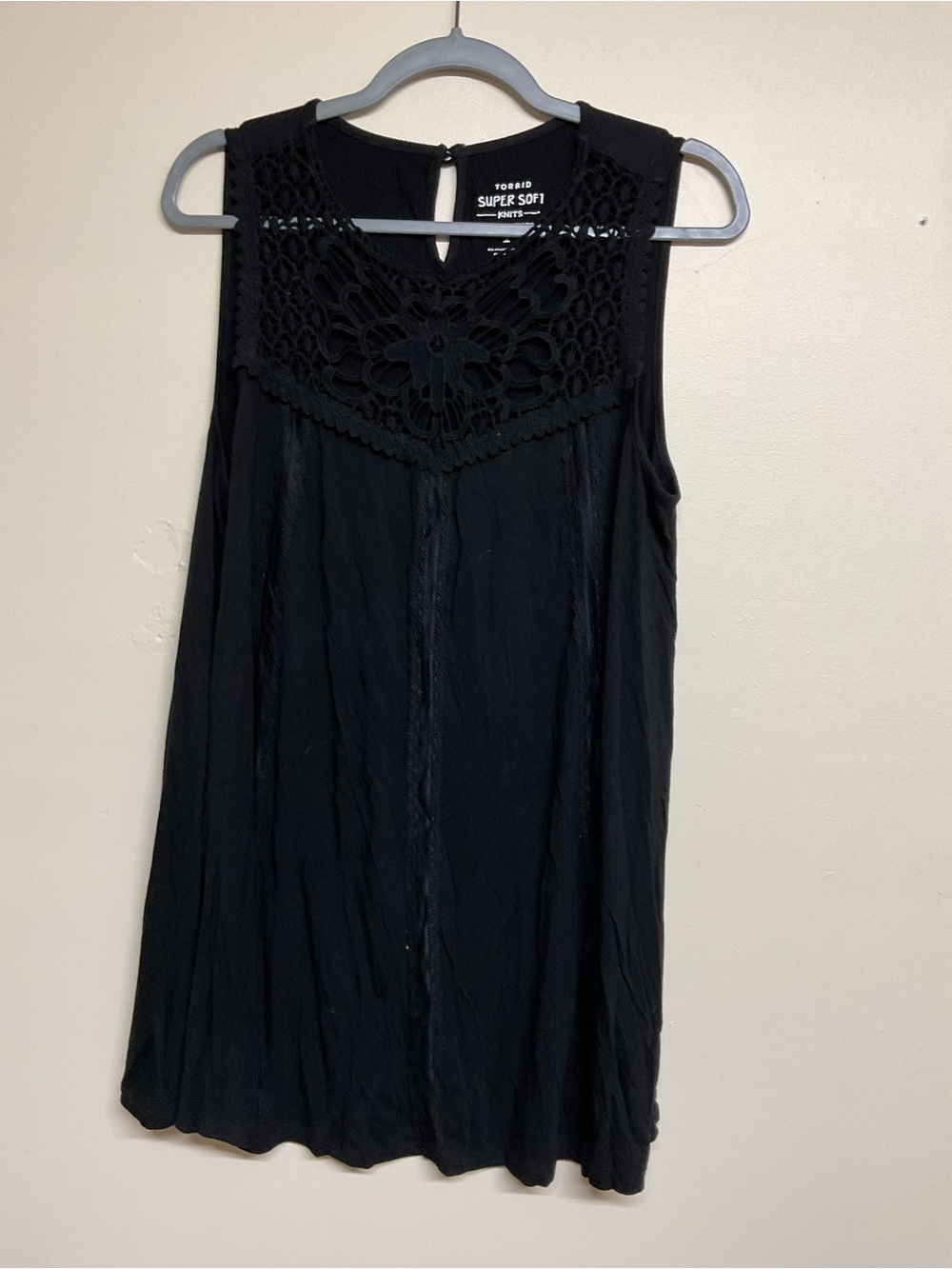 torrid Black Crochet Yoke Sleeveless Top